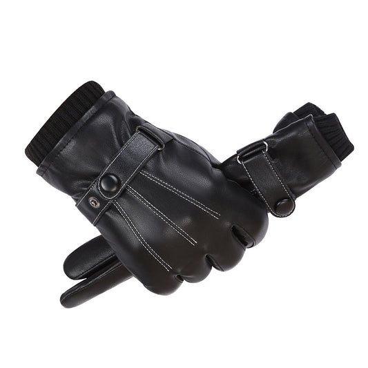 Men s PU Autumn and Winter Touch Screen Gloves Driving Gloves warm&windproof
