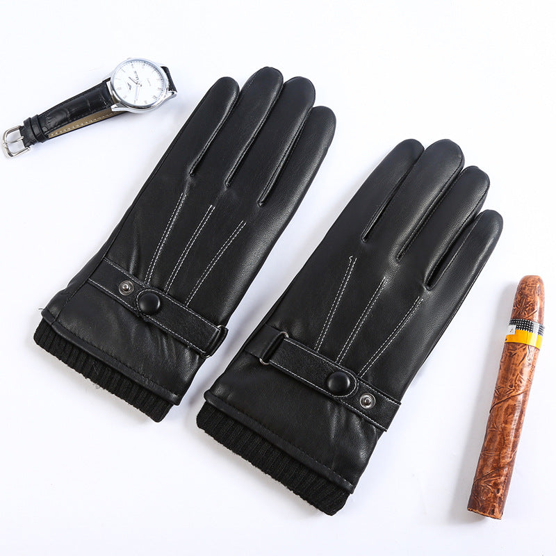 Men s PU Autumn and Winter Touch Screen Gloves Driving Gloves warm&windproof