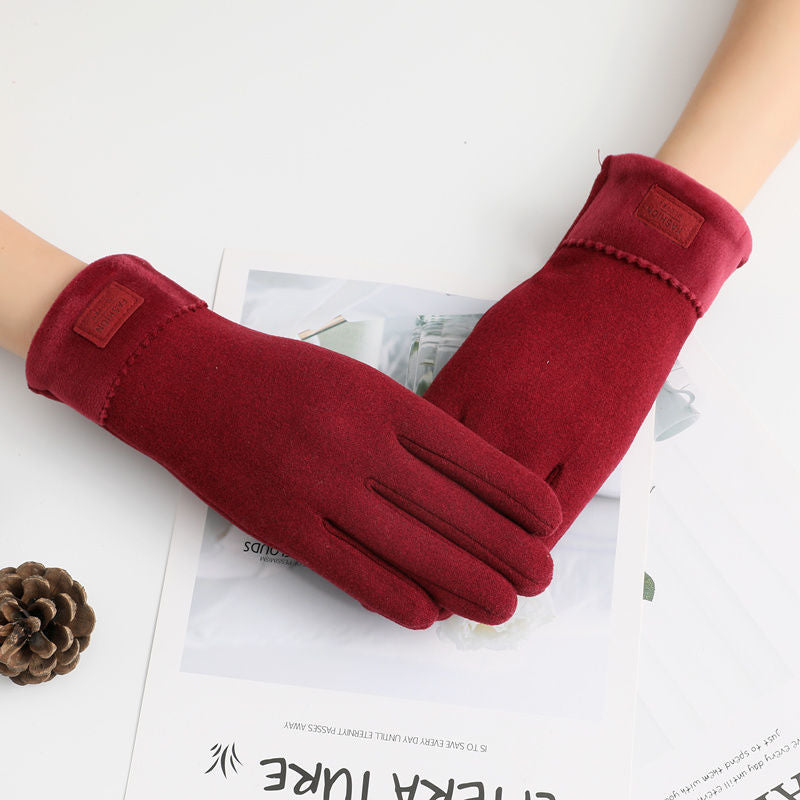 Women's Winter New Plush Thickened Touch Screen Warm Gloves