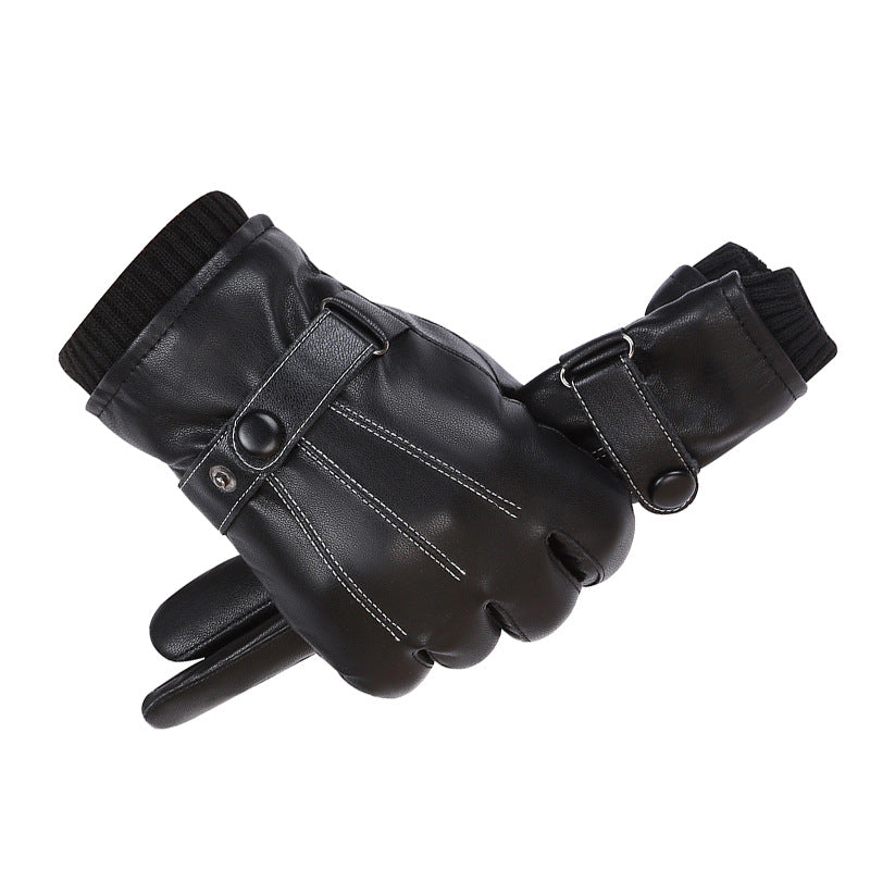 Men s PU Autumn and Winter Touch Screen Gloves Driving Gloves warm&windproof