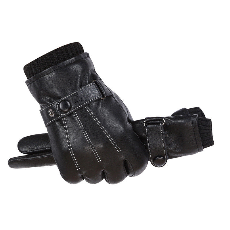 Men s PU Autumn and Winter Touch Screen Gloves Driving Gloves warm&windproof