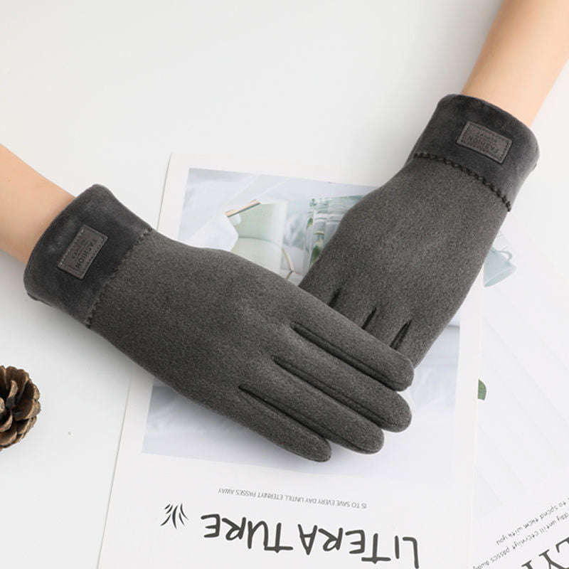 Women's Winter New Plush Thickened Touch Screen Warm Gloves