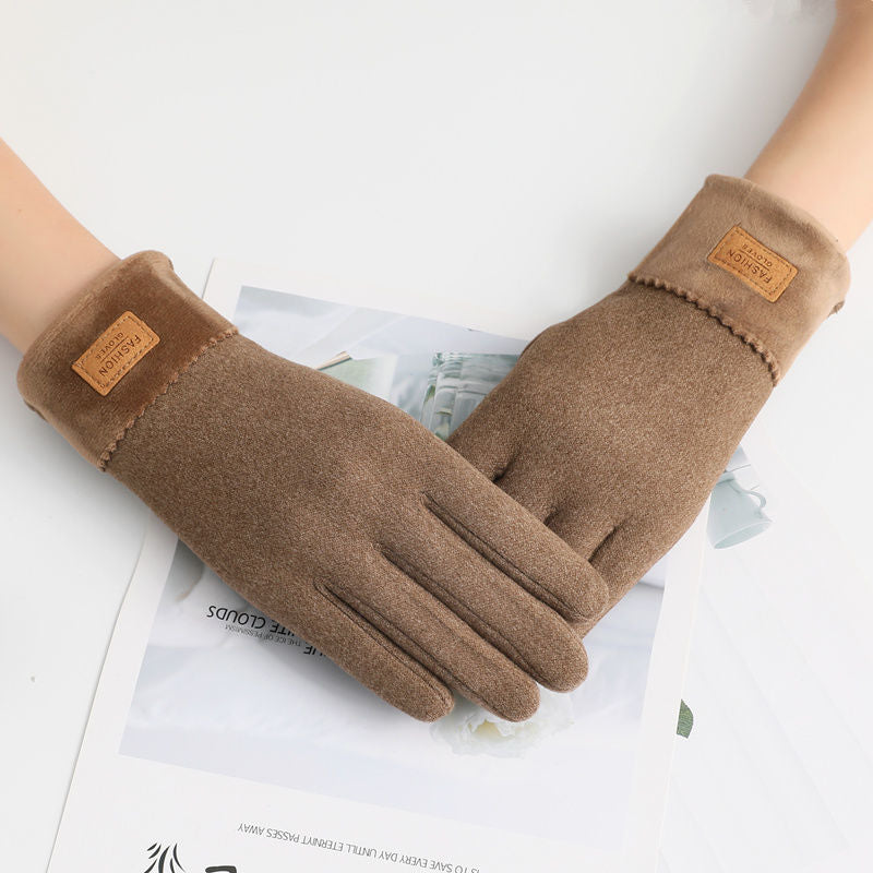 Women's Winter New Plush Thickened Touch Screen Warm Gloves