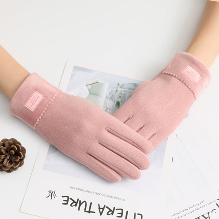 Women's Winter New Plush Thickened Touch Screen Warm Gloves