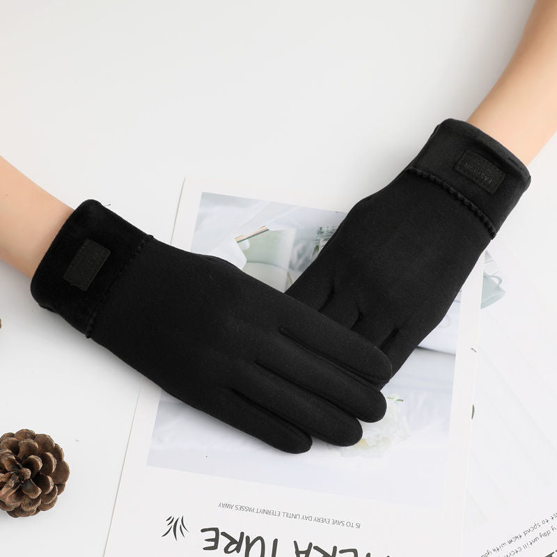 Women's Winter New Plush Thickened Touch Screen Warm Gloves