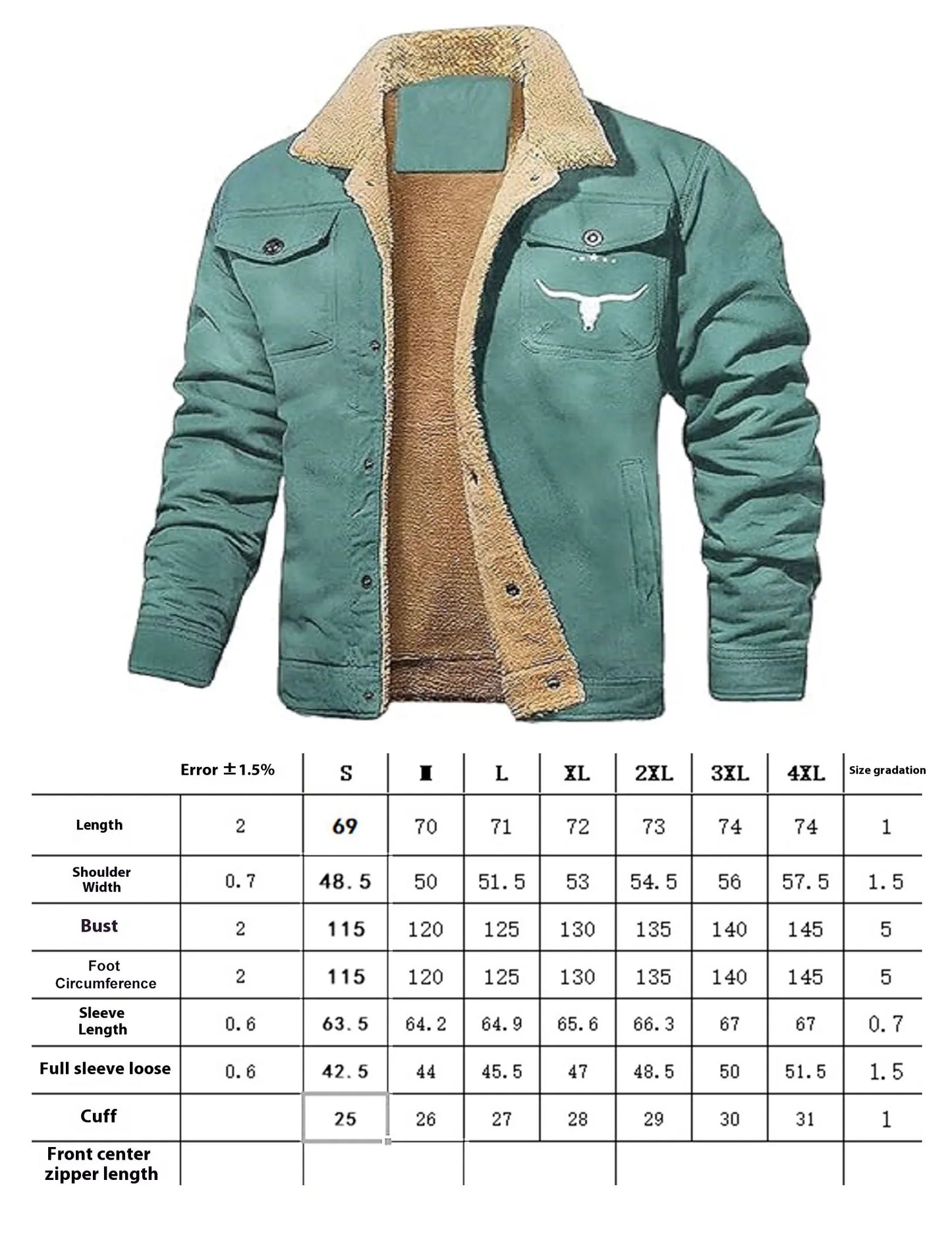 Mens Retro Western Winter Warm Fleece Lined Coat Cargo Jackets Cowboy Jacket Coat